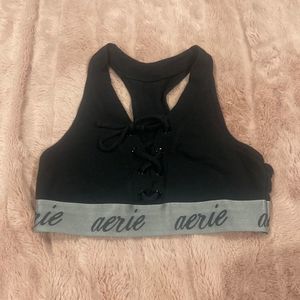Aerie lace up bralette black size Small